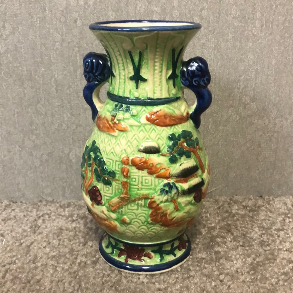 Vintage majolica style ceramic elephant handles